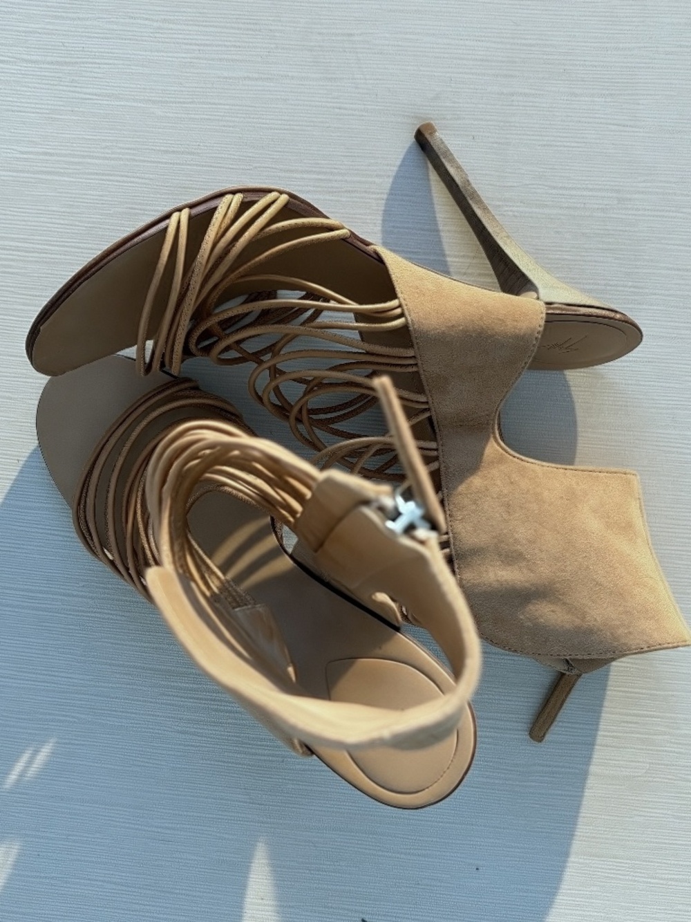 Vintage Giuseppe Zanotti Nude Caged Suede Heels 37.5